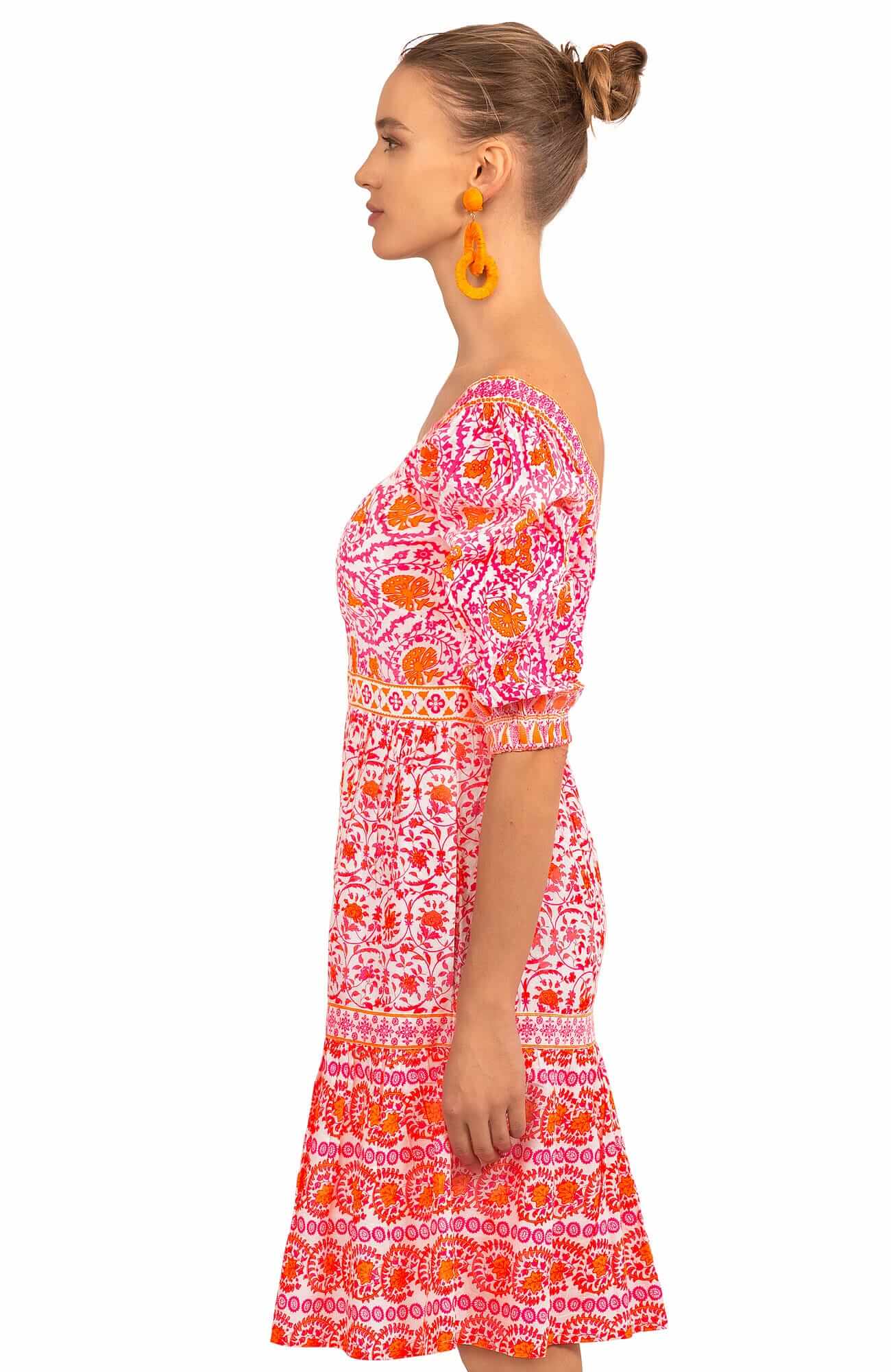 Cotton All Dolled Up Dress - East India - Final Sale Pink Orange