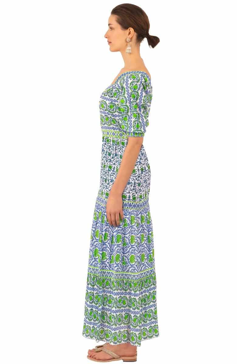 Cotton All Dolled Up Dress Midi Maxi - East India - Final Sale Blue Kelly