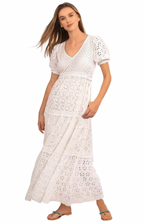 la di da midi dress A4 Cream Floral Chiffon Midi Dress