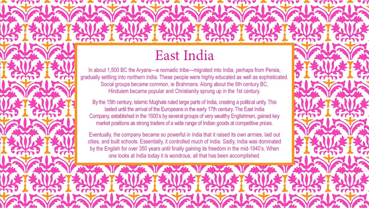 East India - Gretchen Scott