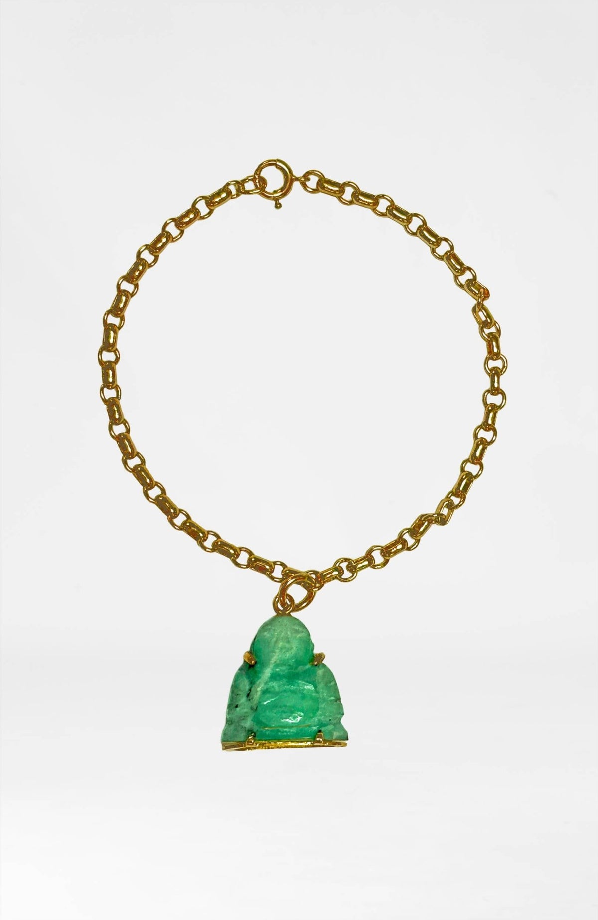 14k Bracelet With Green Jade Carved - Gretchen Scott