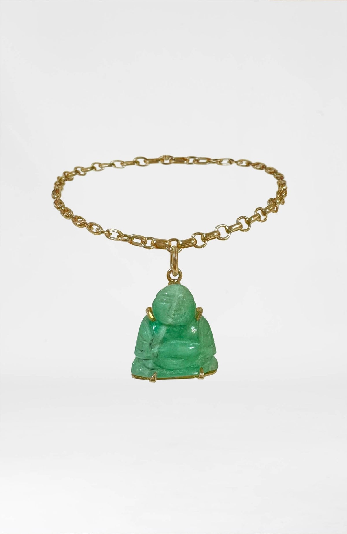 14k Bracelet With Green Jade Carved - Gretchen Scott