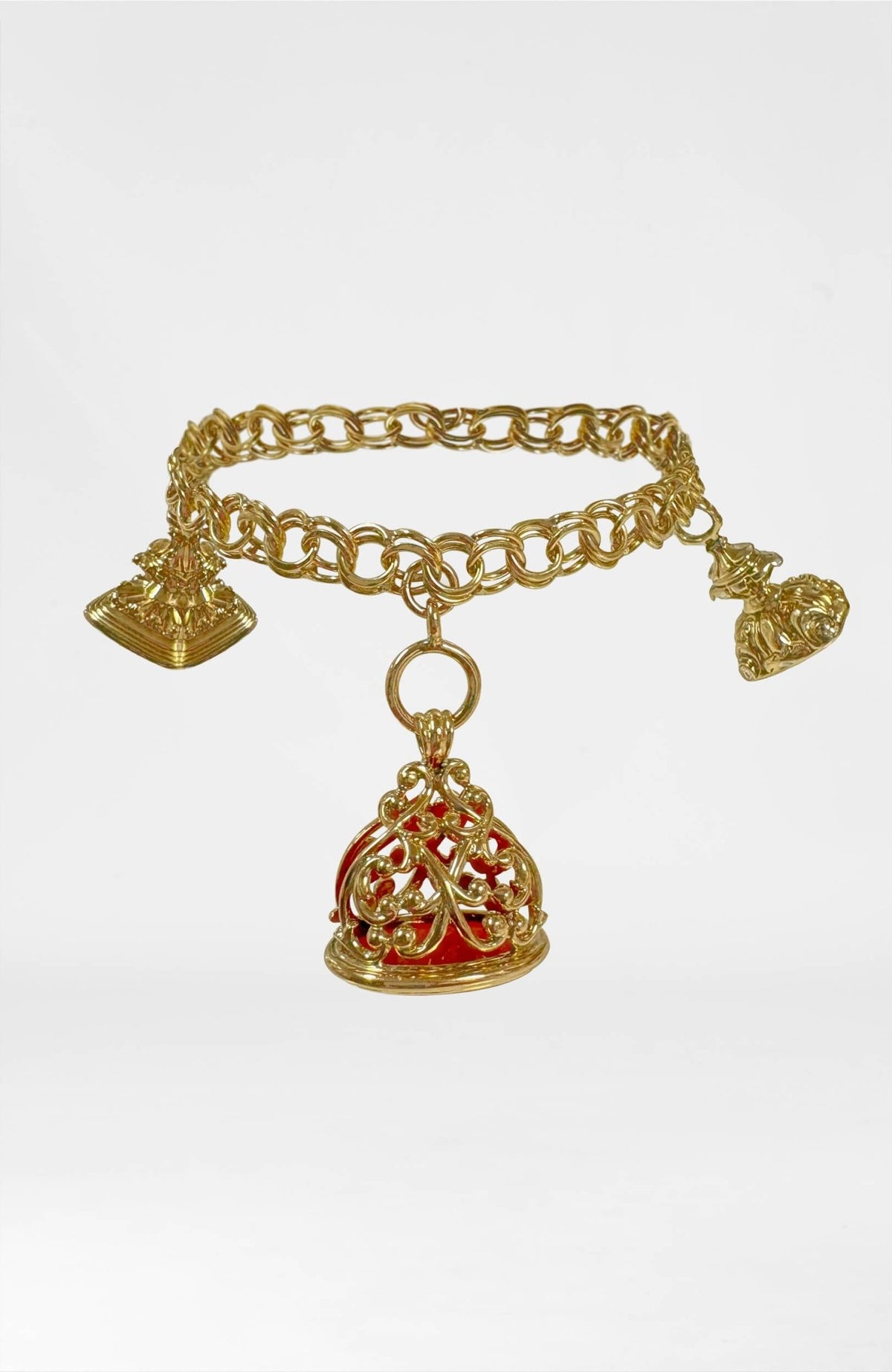 14k Bracelet With Three Fobs - Gretchen Scott