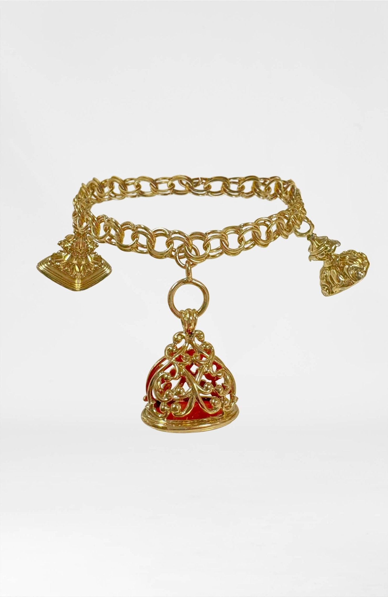 14k Bracelet With Three Fobs