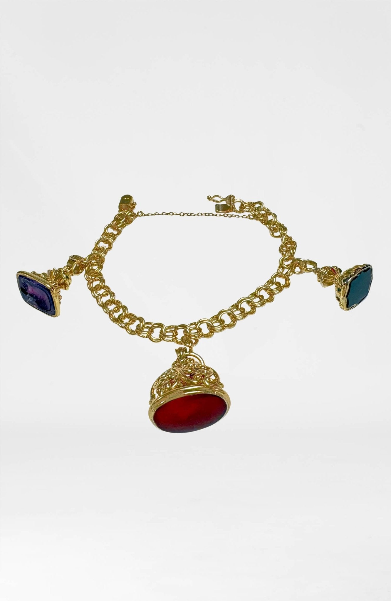 14k Bracelet With Three Fobs