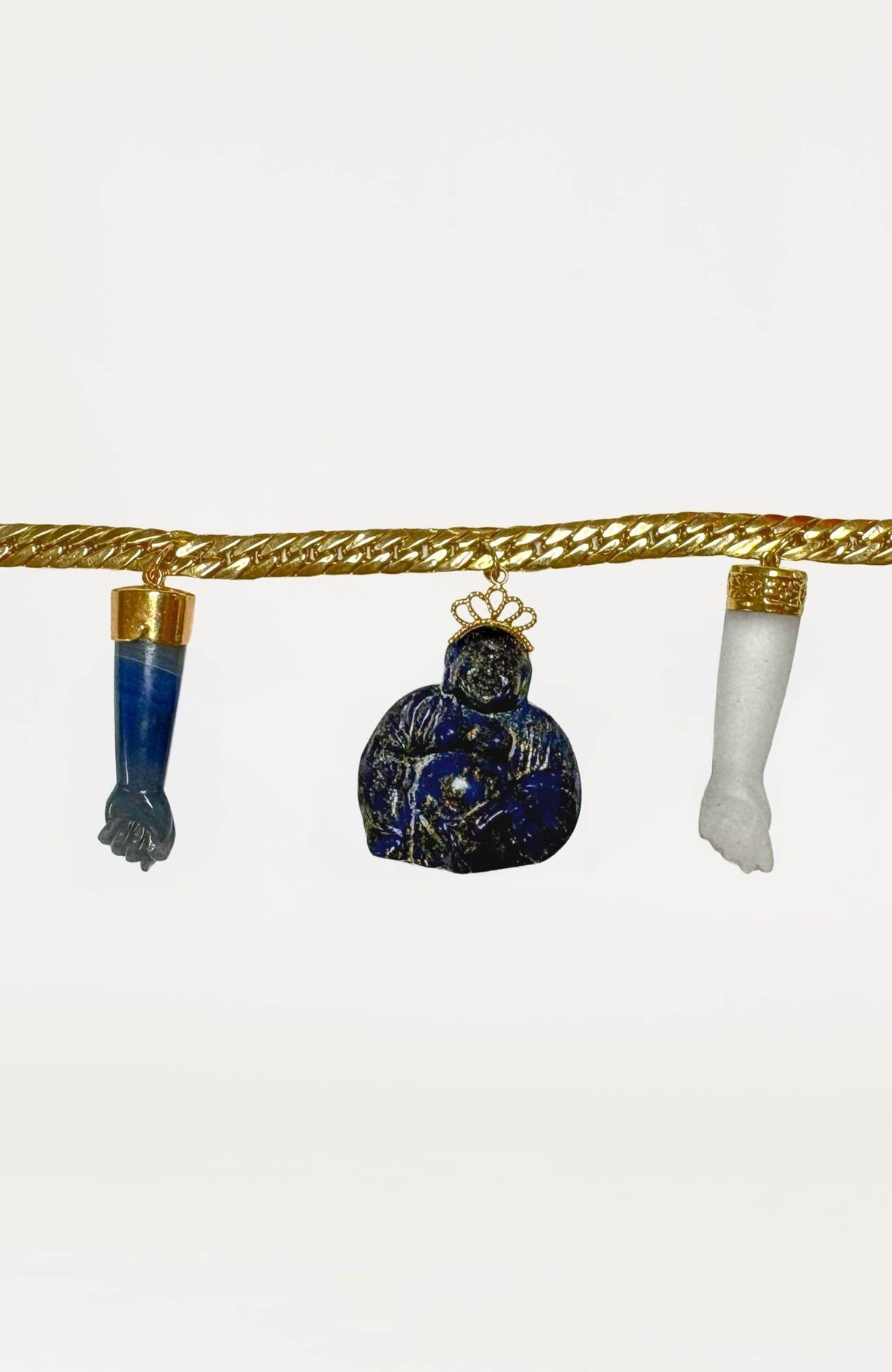 14k Flat Curb Link Bracelet With (2) Agate - Gretchen Scott