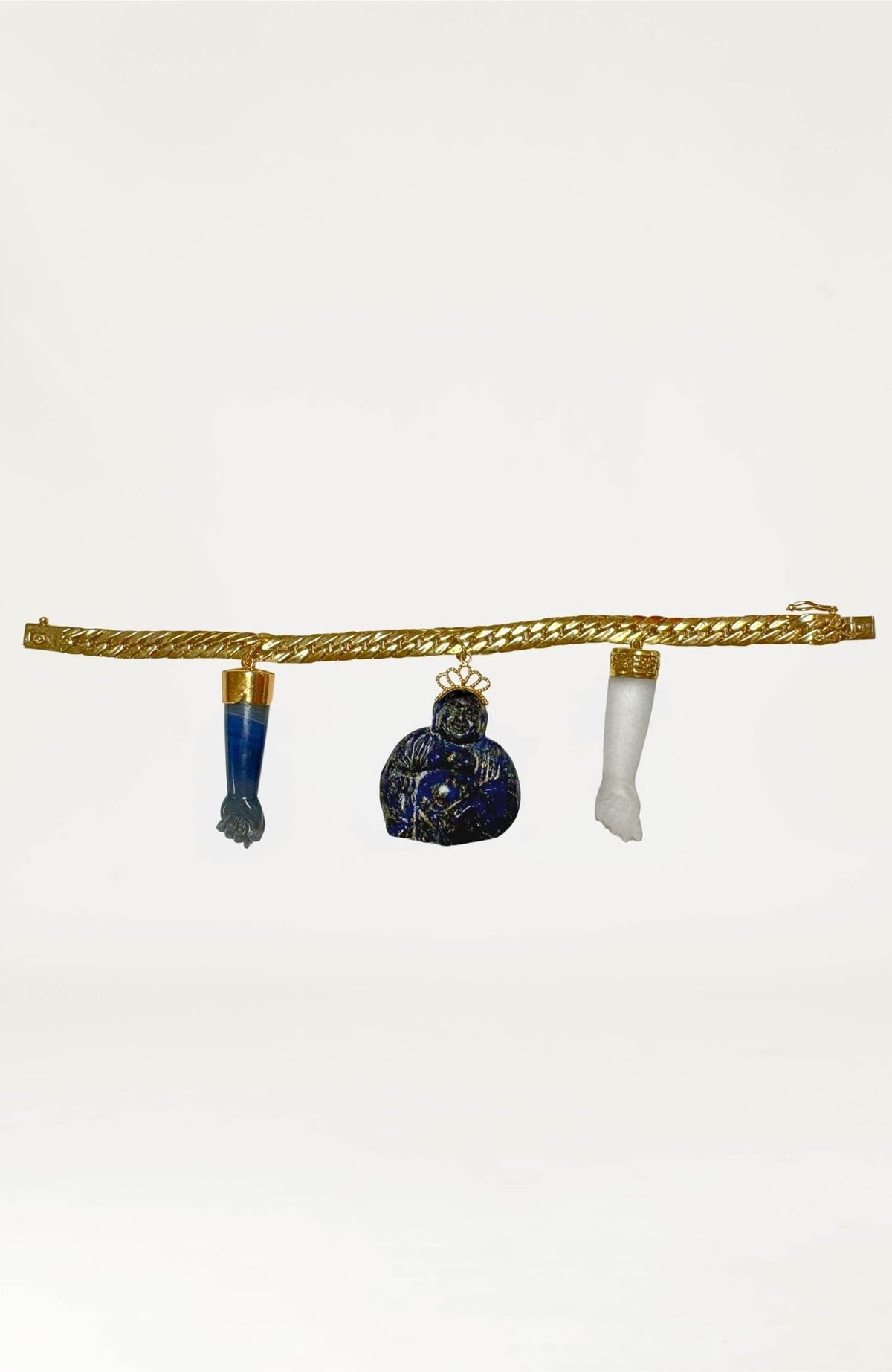 14k Flat Curb Link Bracelet With (2) Agate - Gretchen Scott