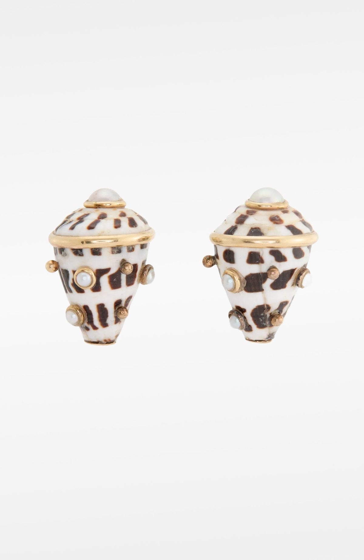 14k Gold Maz Shell & Cultured Pearl Earclips
