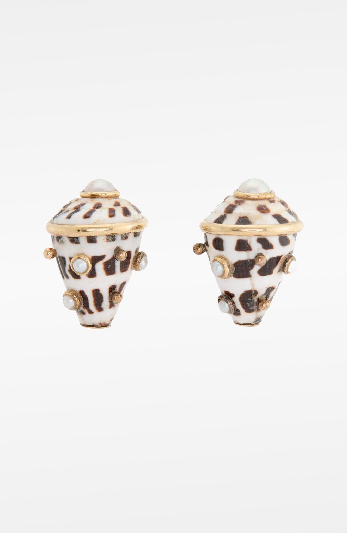 14k Gold Maz Shell & Cultured Pearl Earclips