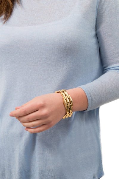 14k Gold Mossalone 1940's Bullet Bracelet