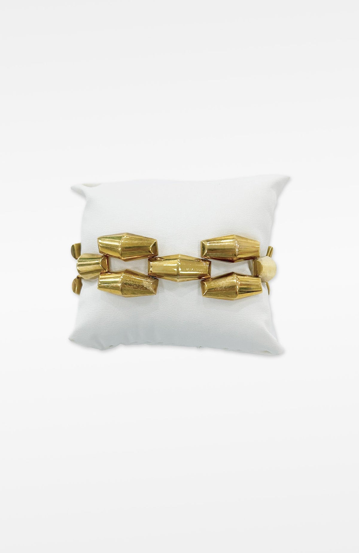 14k Gold Mossalone 1940's Bullet Bracelet - Gretchen Scott