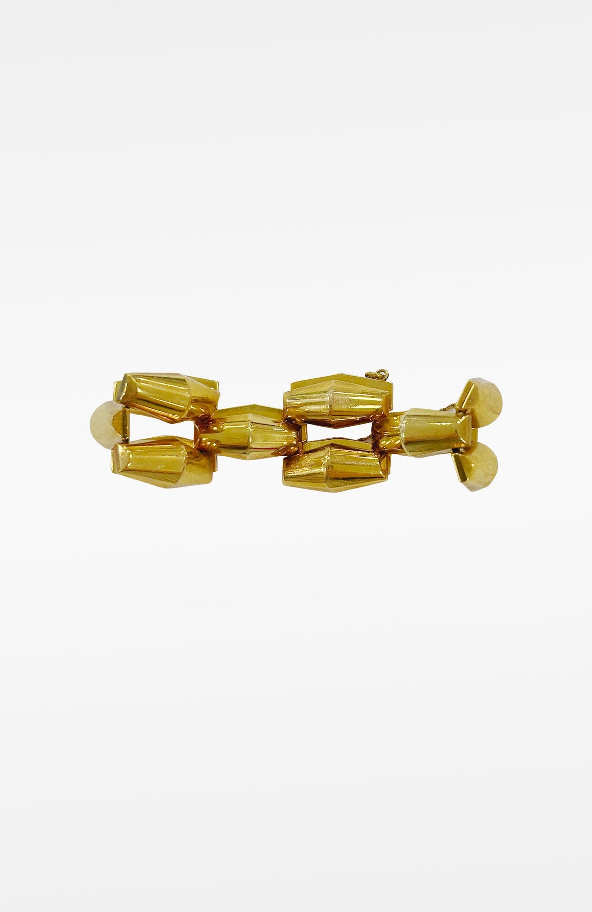 14k Gold Mossalone 1940's Bullet Bracelet