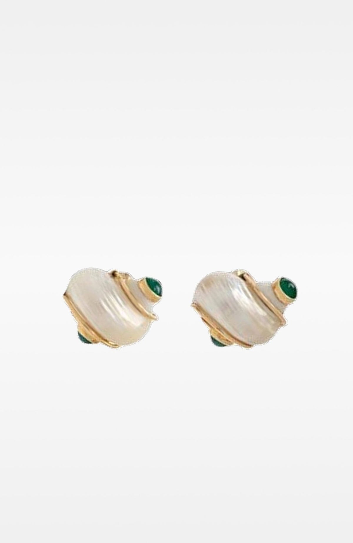 14K Green Onyx Shell Ear Clips
