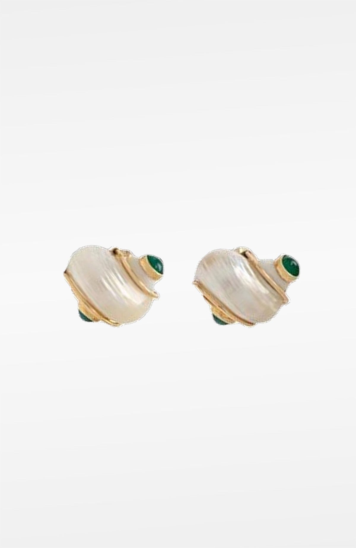 14K Green Onyx Shell Ear Clips