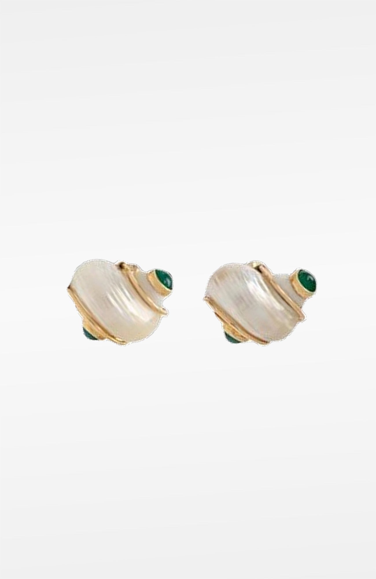 14K Green Onyx Shell Ear Clips