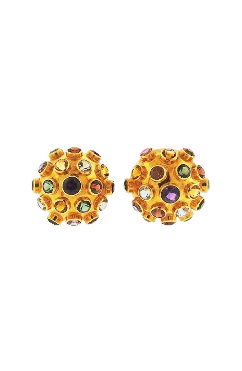 18k Gold Multi Gemstone Sputnik Earrings