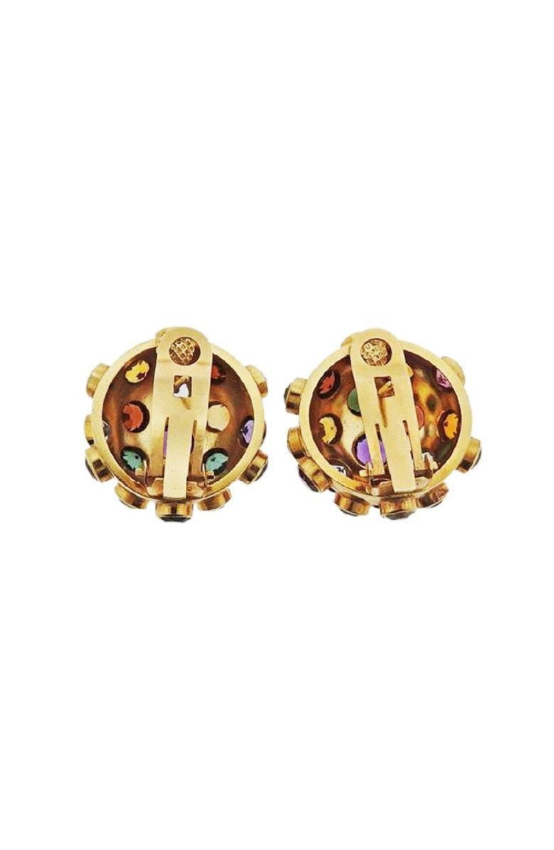 18k Gold Multi Gemstone Sputnik Earrings