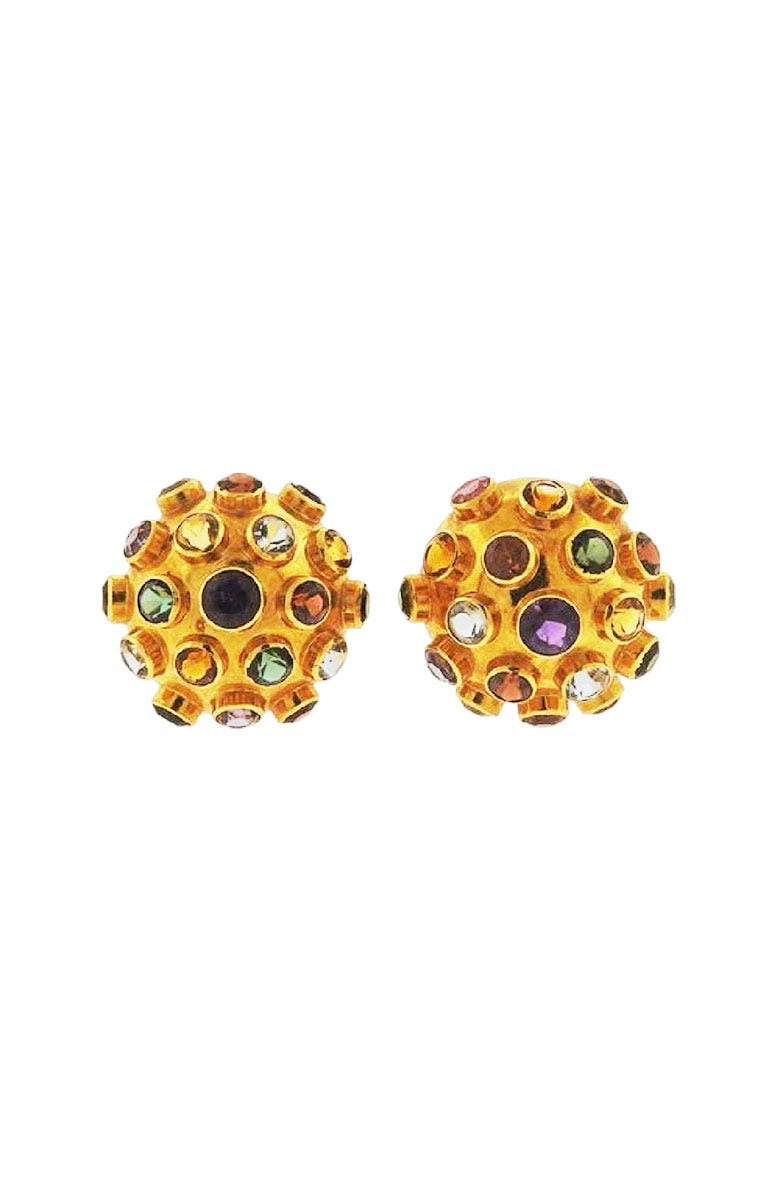 18k Gold Multi Gemstone Sputnik Earrings