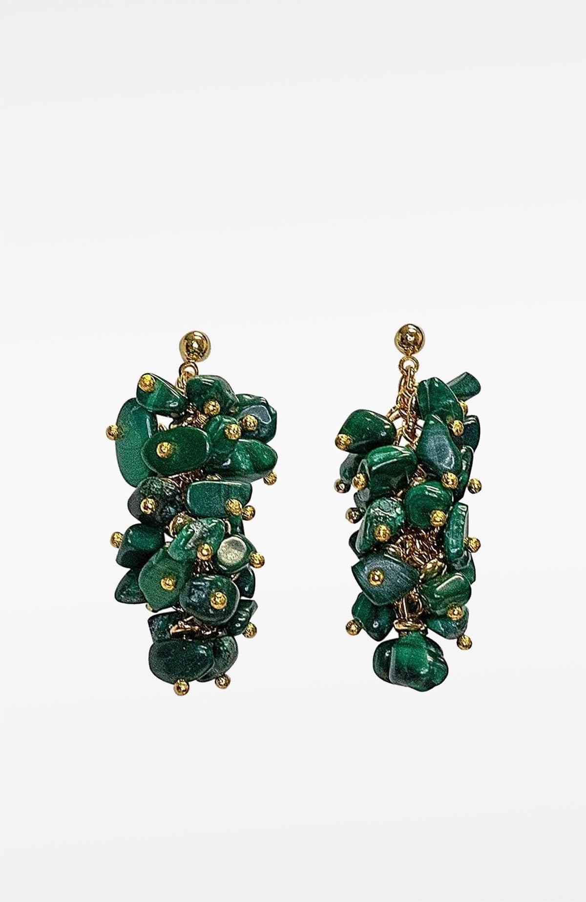 18k Gold Plated Dancing Earrings Green One Size