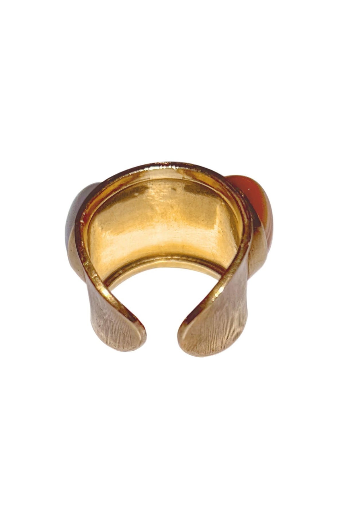 18k Yellow Gold Cabochon Agate Ring - Containing Two Cabochon Agates