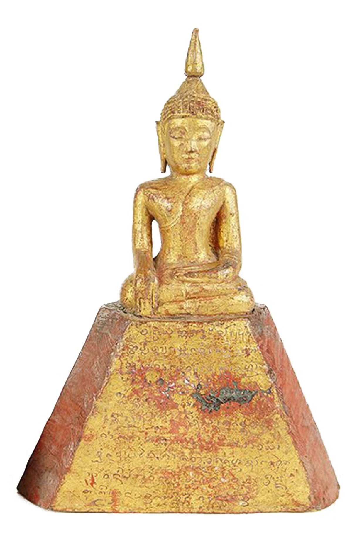 19thc Thai Buddha - 10&quot; Periwink Orange One Size