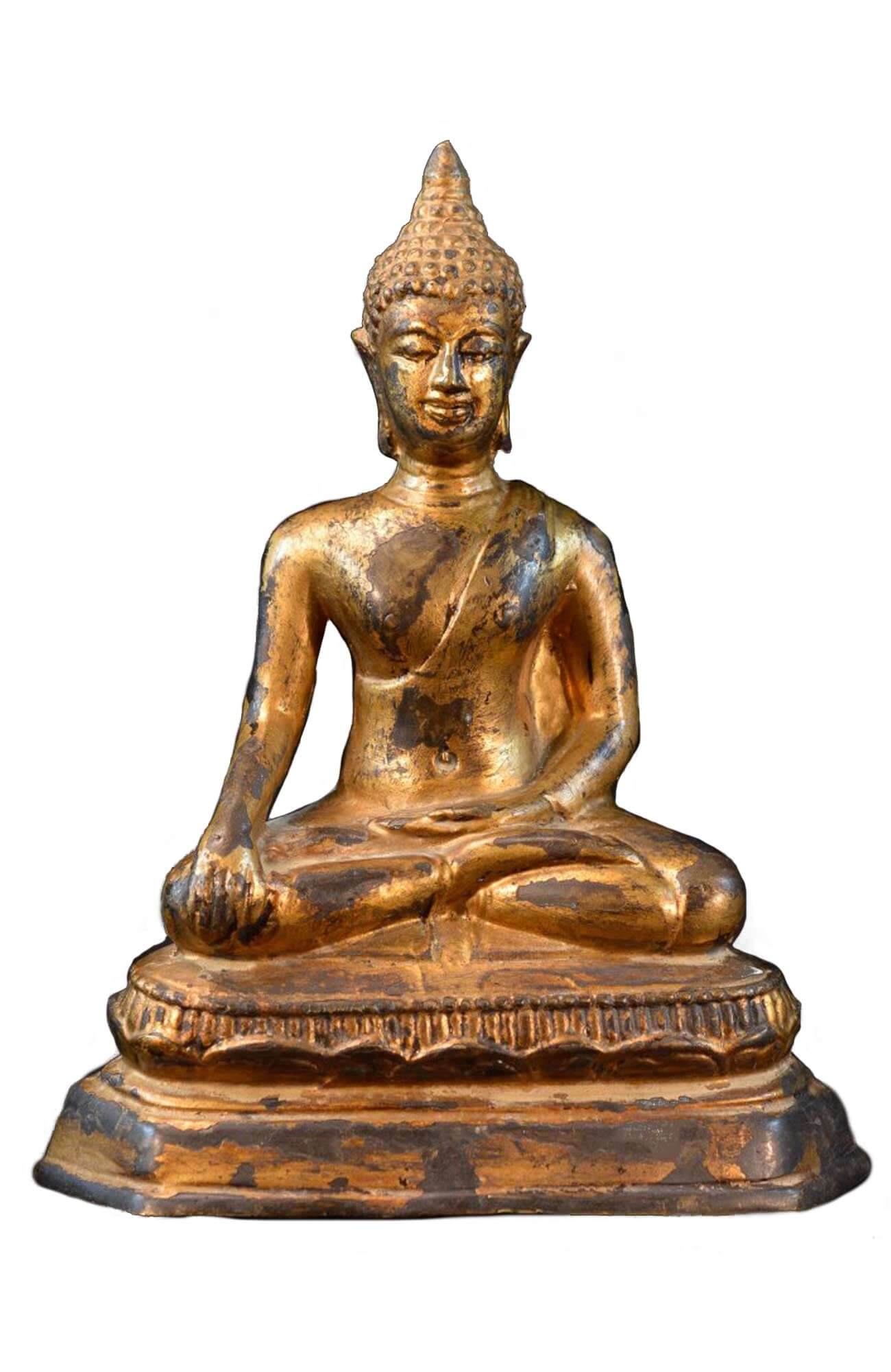 19thc Thai Buddha - 8" Periwink Orange One Size