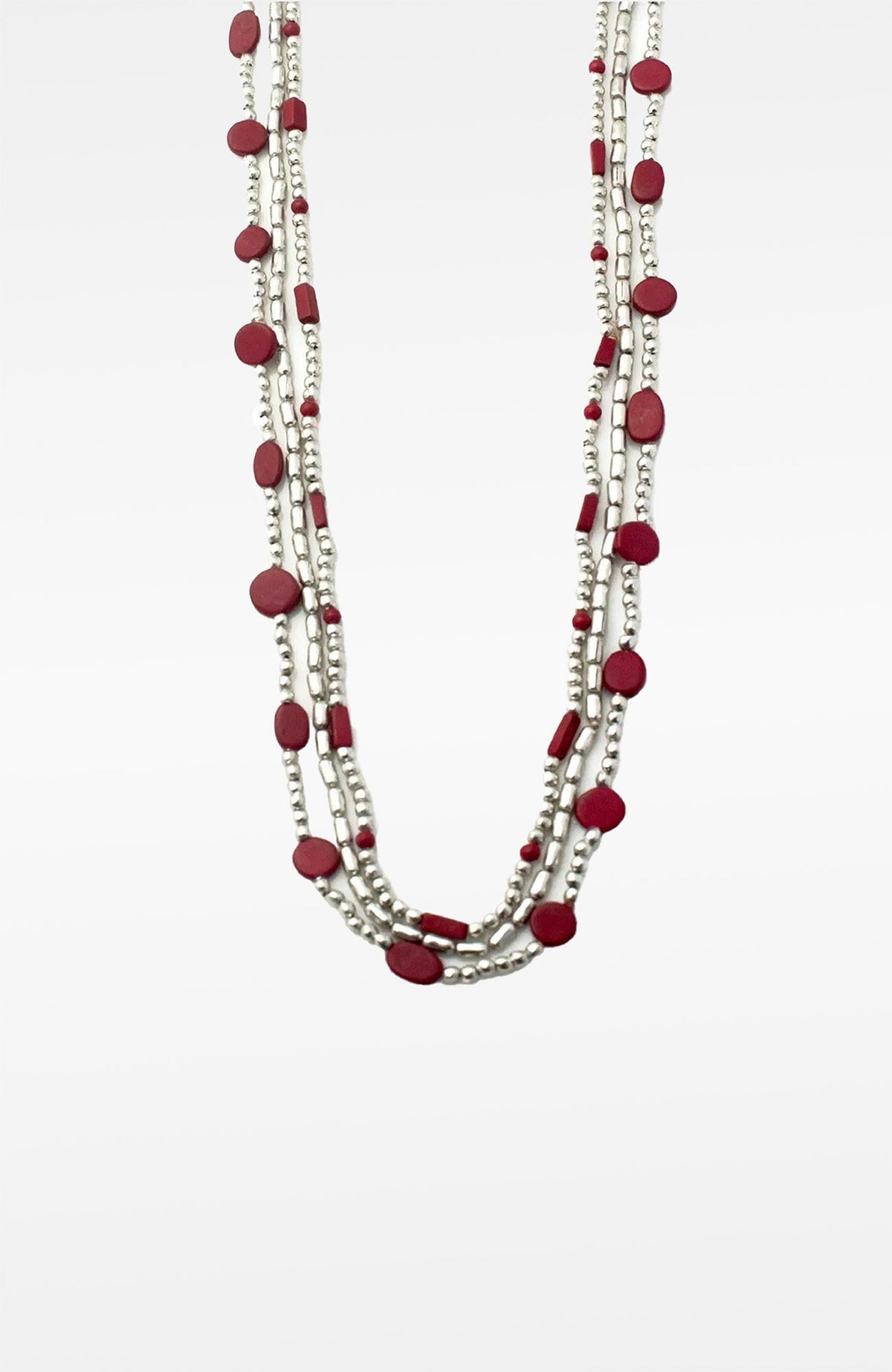 "The Trio" Necklace Coral Silver One Size