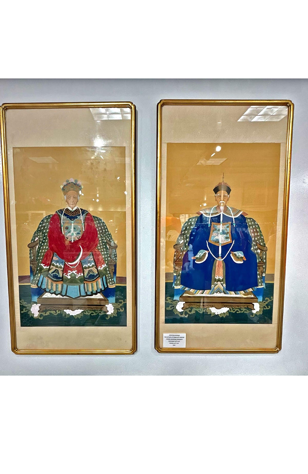 Late 19th /Early 20th Century Chinese Ancestral Portraits ( Set Of Two)