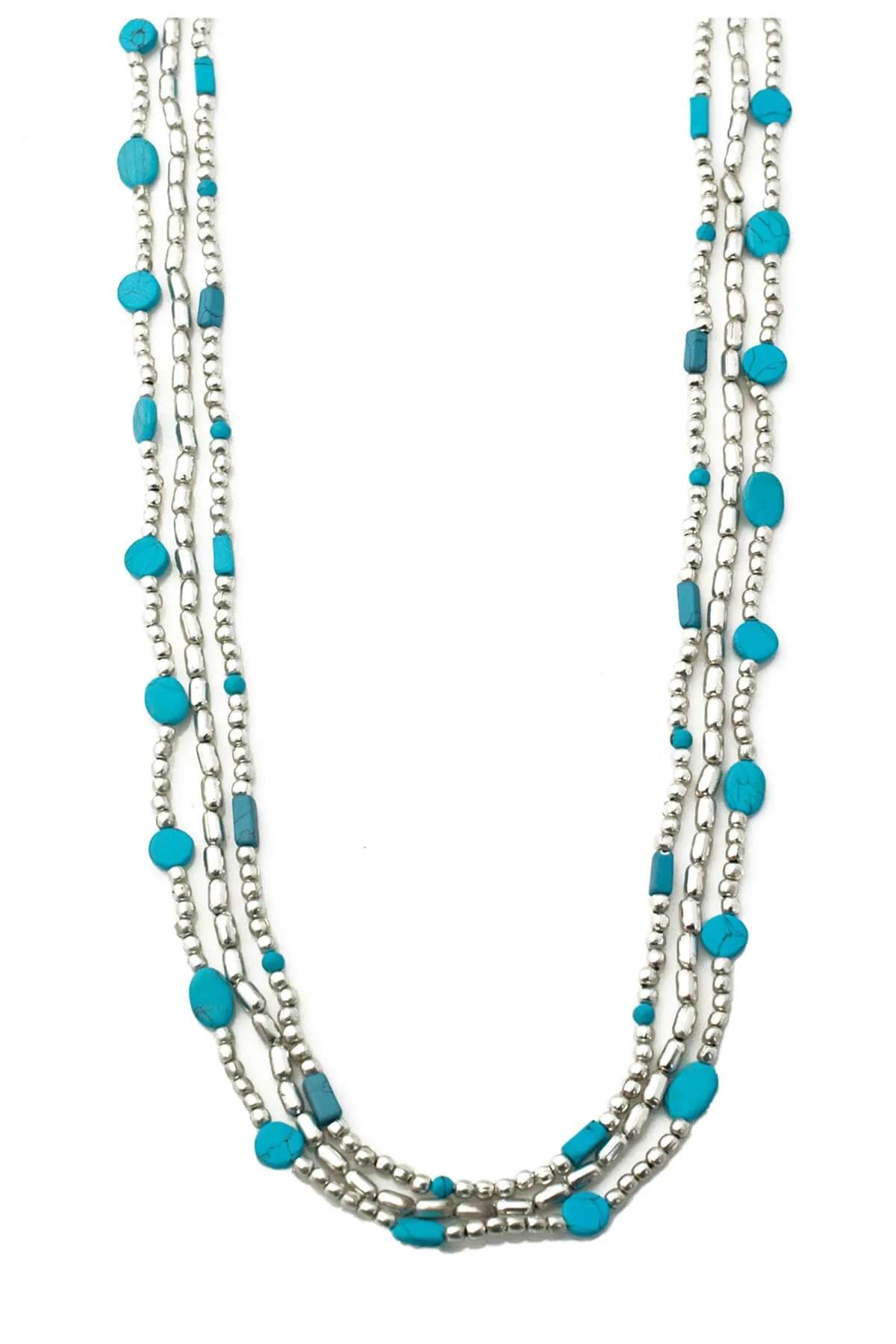 "The Trio" Necklace Turq Gold One Size