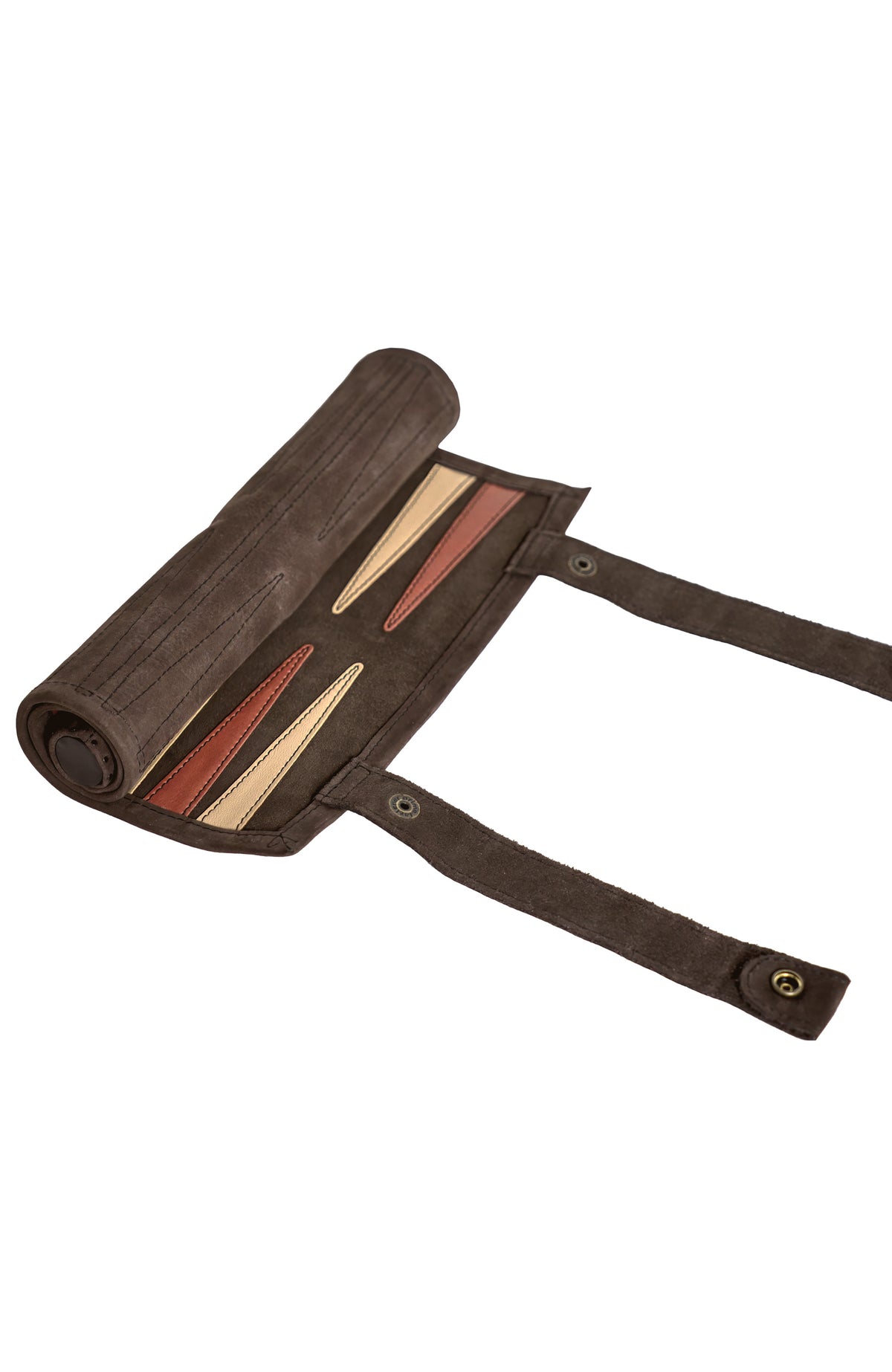 Leather Roll-Up Backgammon Set Chocolate
