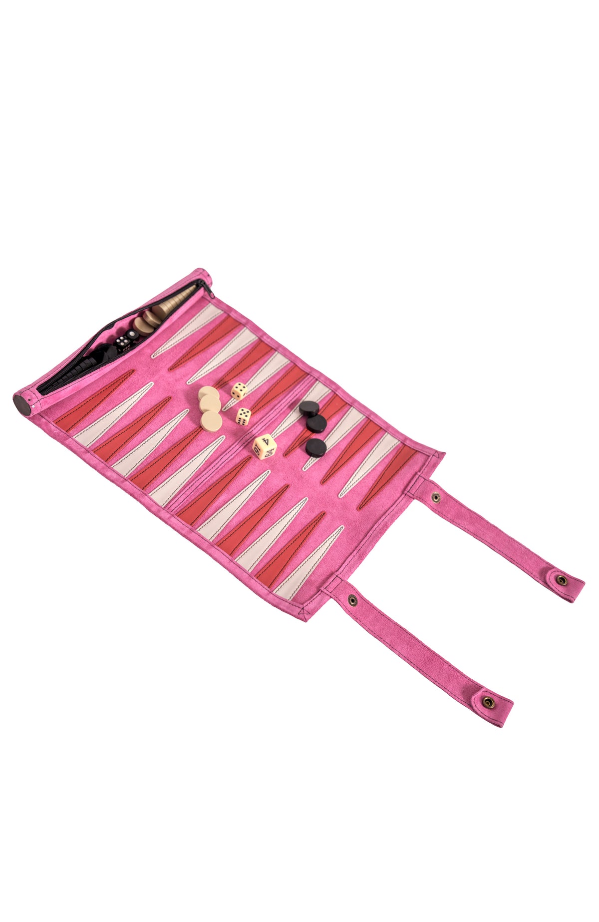 Leather Roll-Up Backgammon Set Chocolate