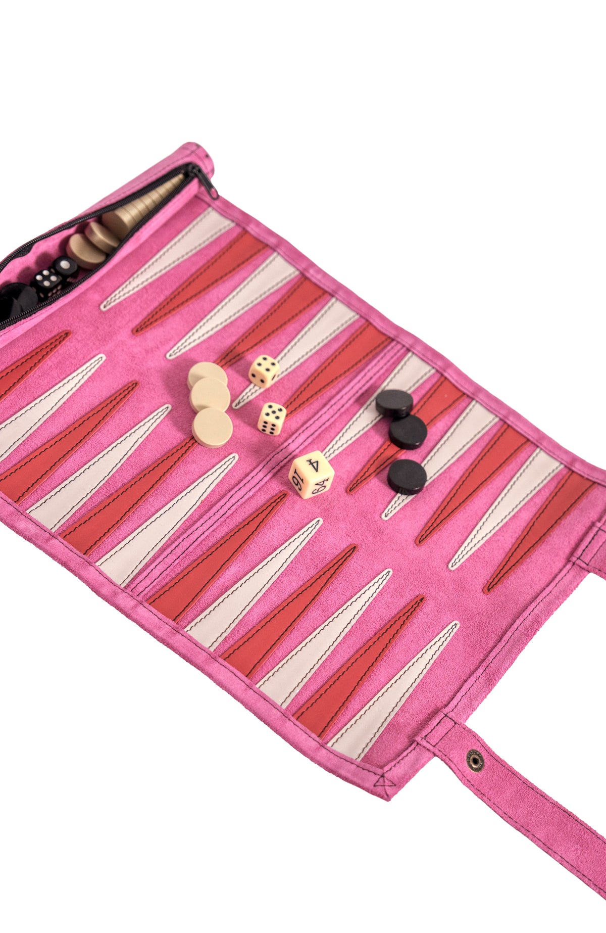 Leather Roll-Up Backgammon Set Chocolate