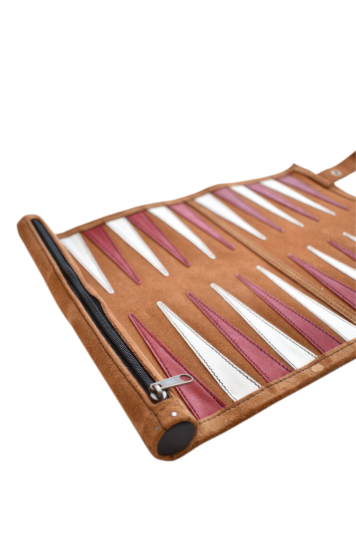 Leather Roll-Up Backgammon Set Tan