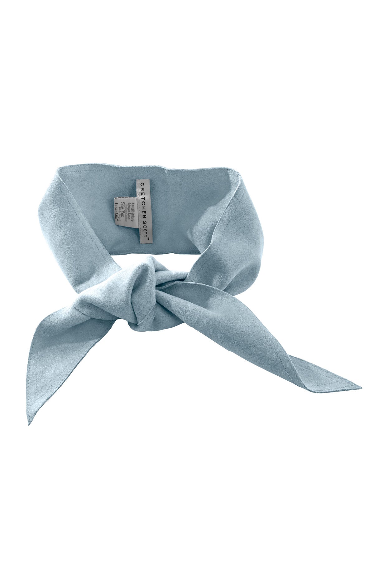 Adjustable Suede Tie Belt Light Blue One Size