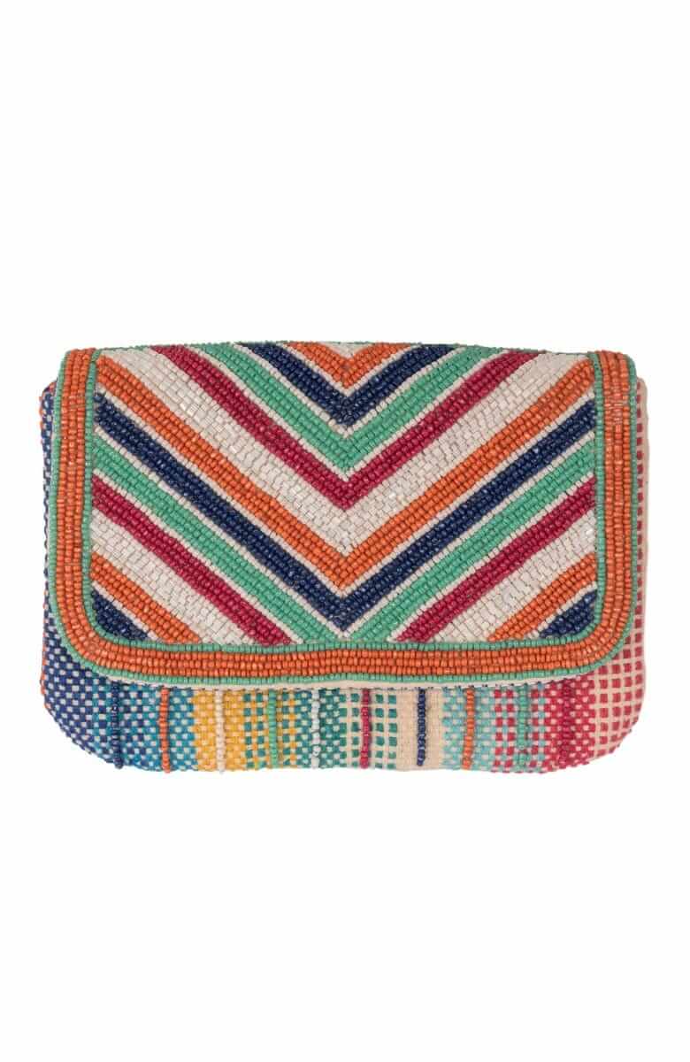 V For Victory Beaded Clutch Multi