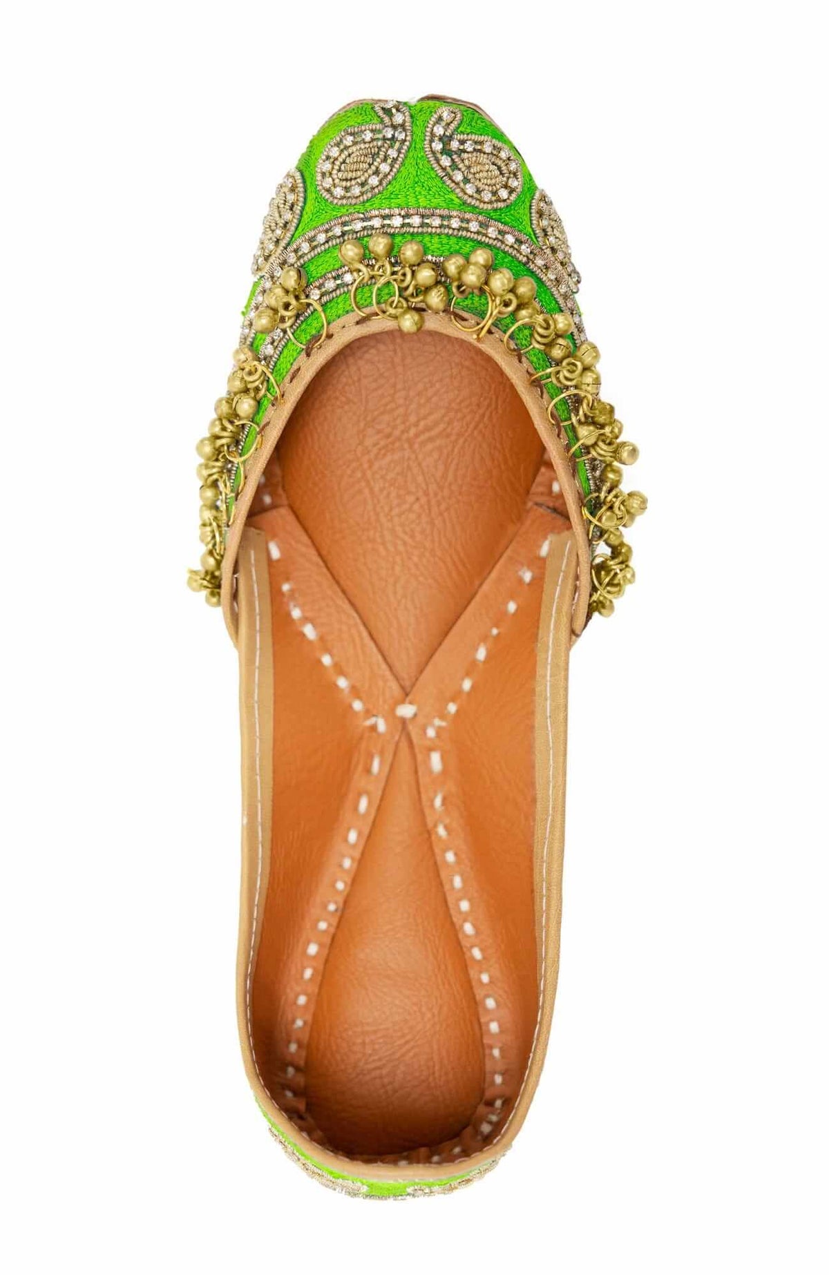 Hand Embroidered Jingle Jangle Jutti Flats Green