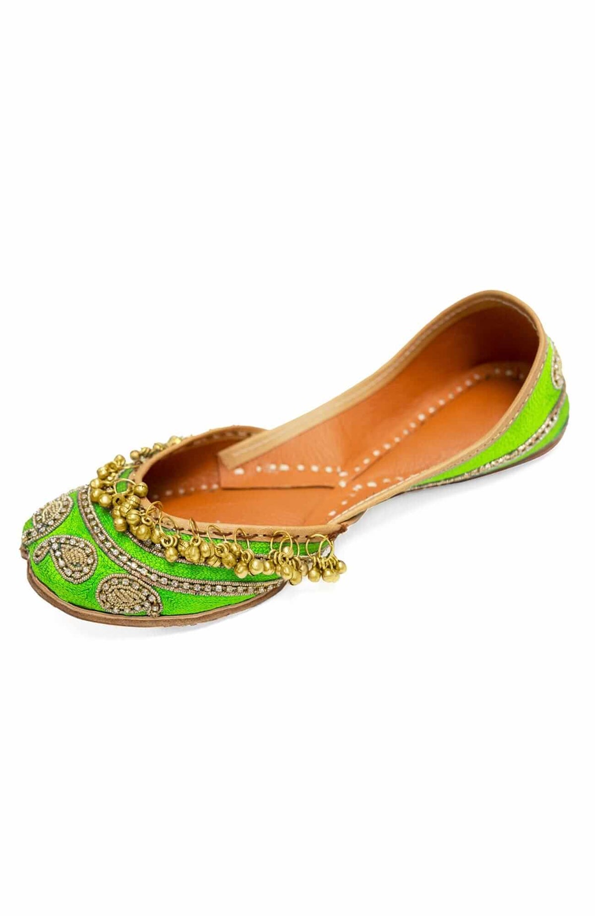 Hand Embroidered Jingle Jangle Jutti Flats Green