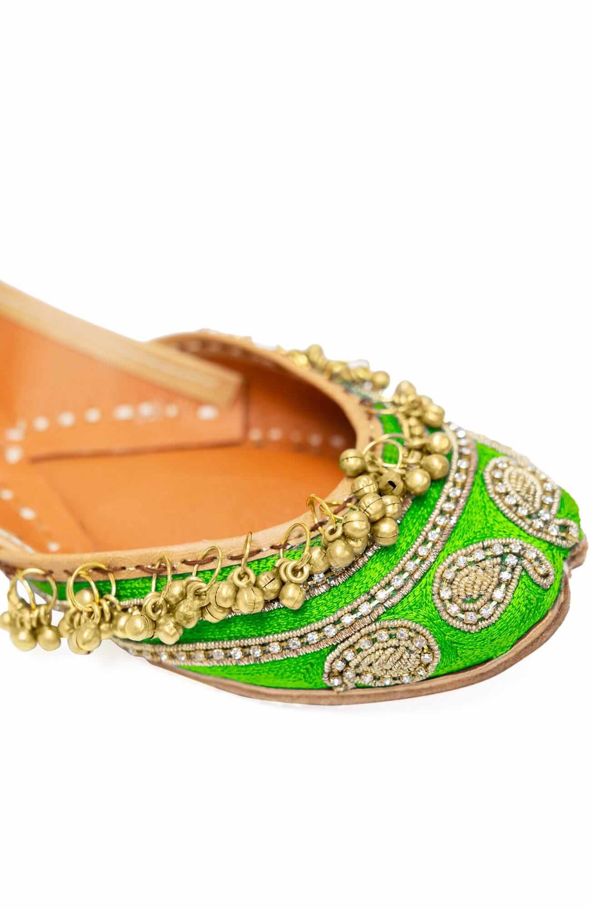 Hand Embroidered Jingle Jangle Jutti Flats Green