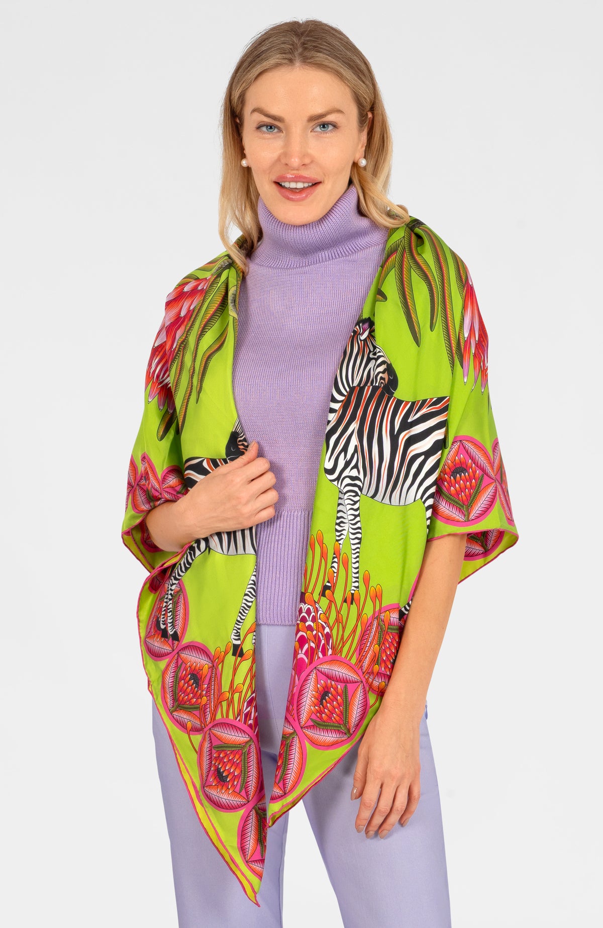 Bellezza - Silk Scarf: Safari Zebra Green
