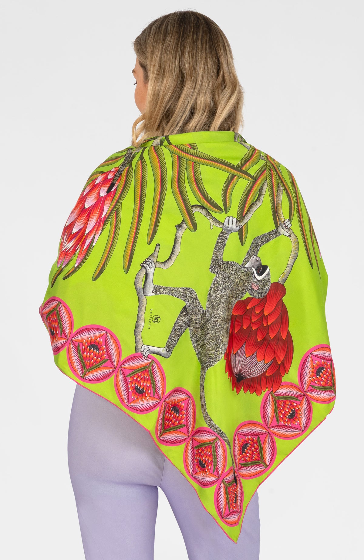 Bellezza - Silk Scarf: Safari Zebra Green
