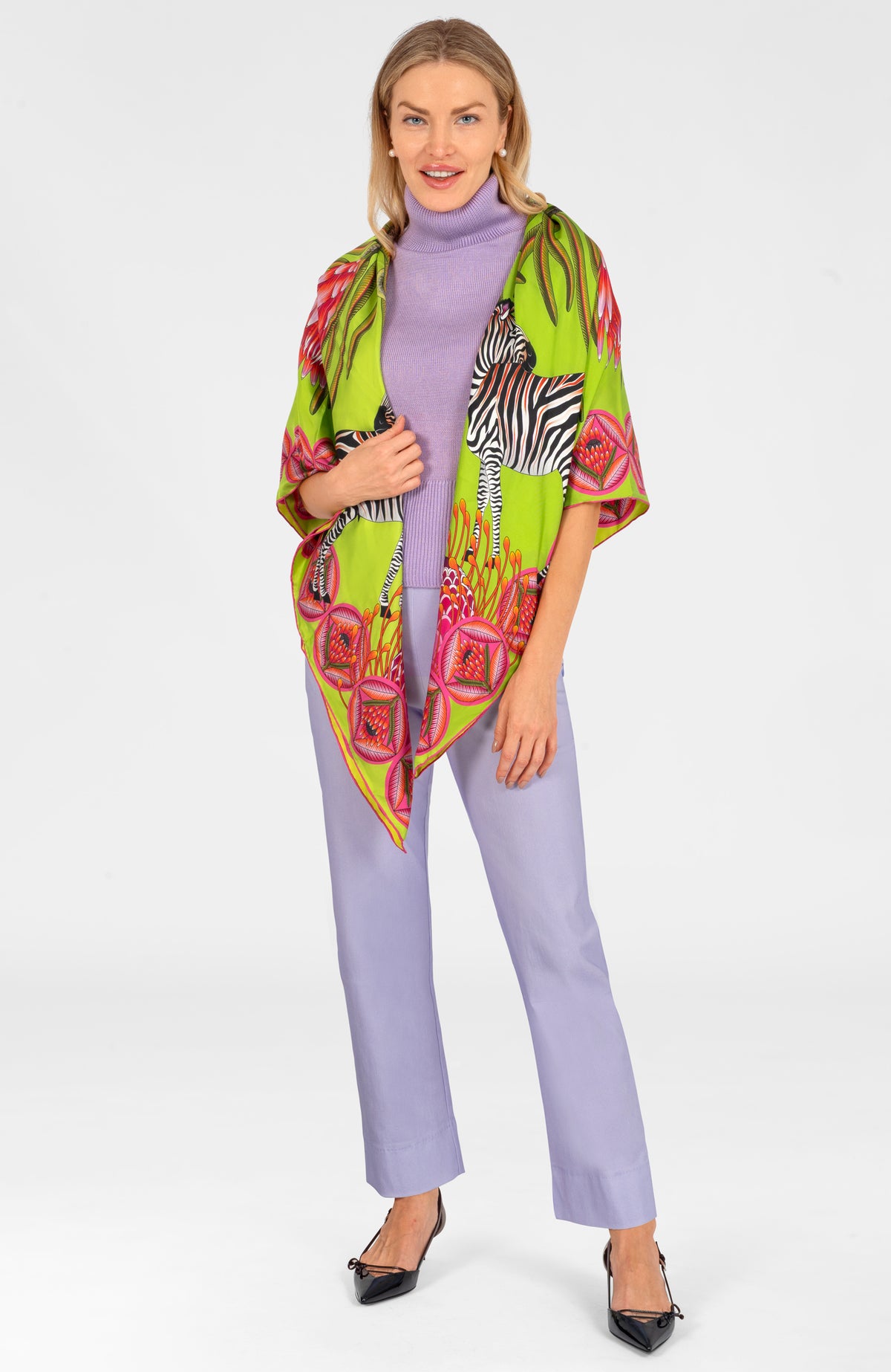 Bellezza - Silk Scarf: Safari Zebra Green