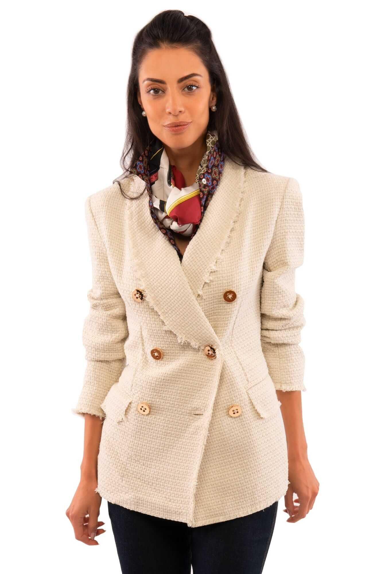 Double Breasted Blazer - Solid - Final Sale Creme