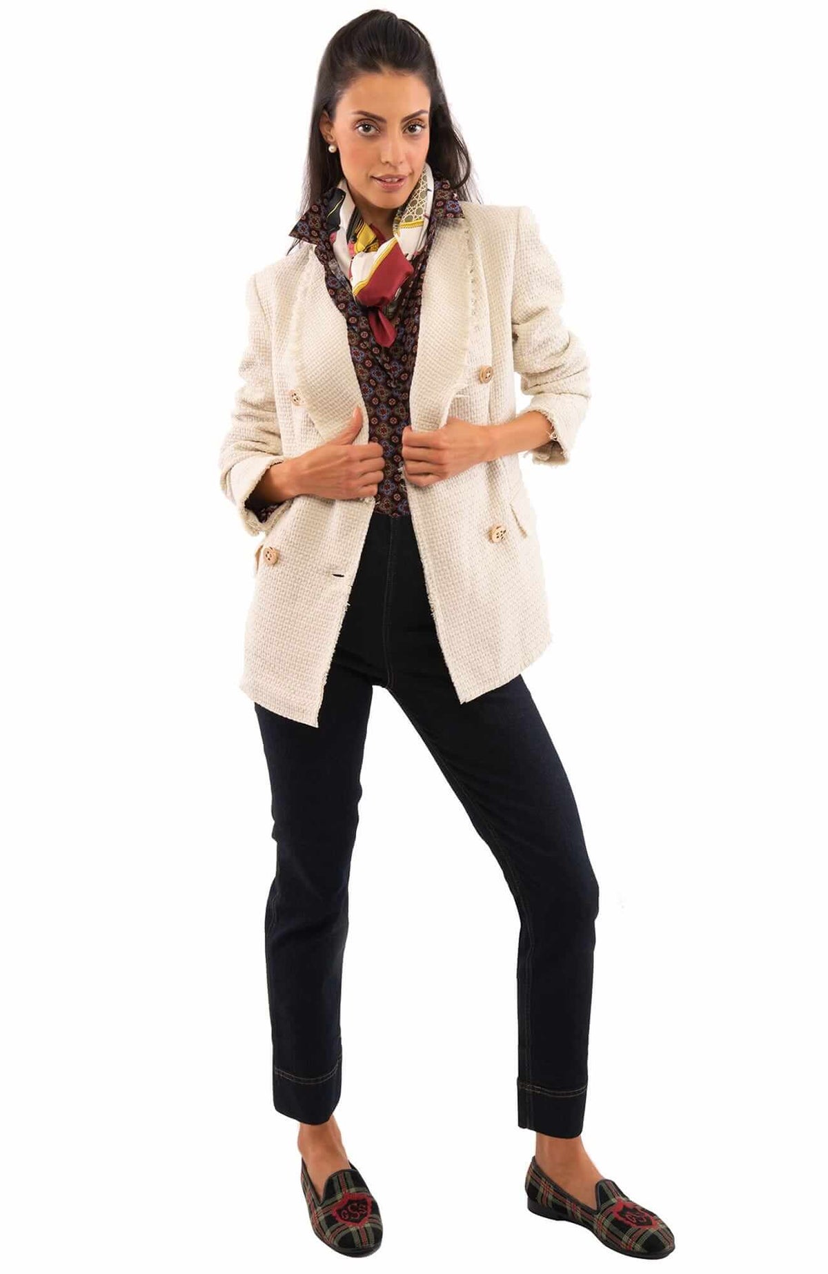 Double Breasted Blazer - Solid - Final Sale Creme