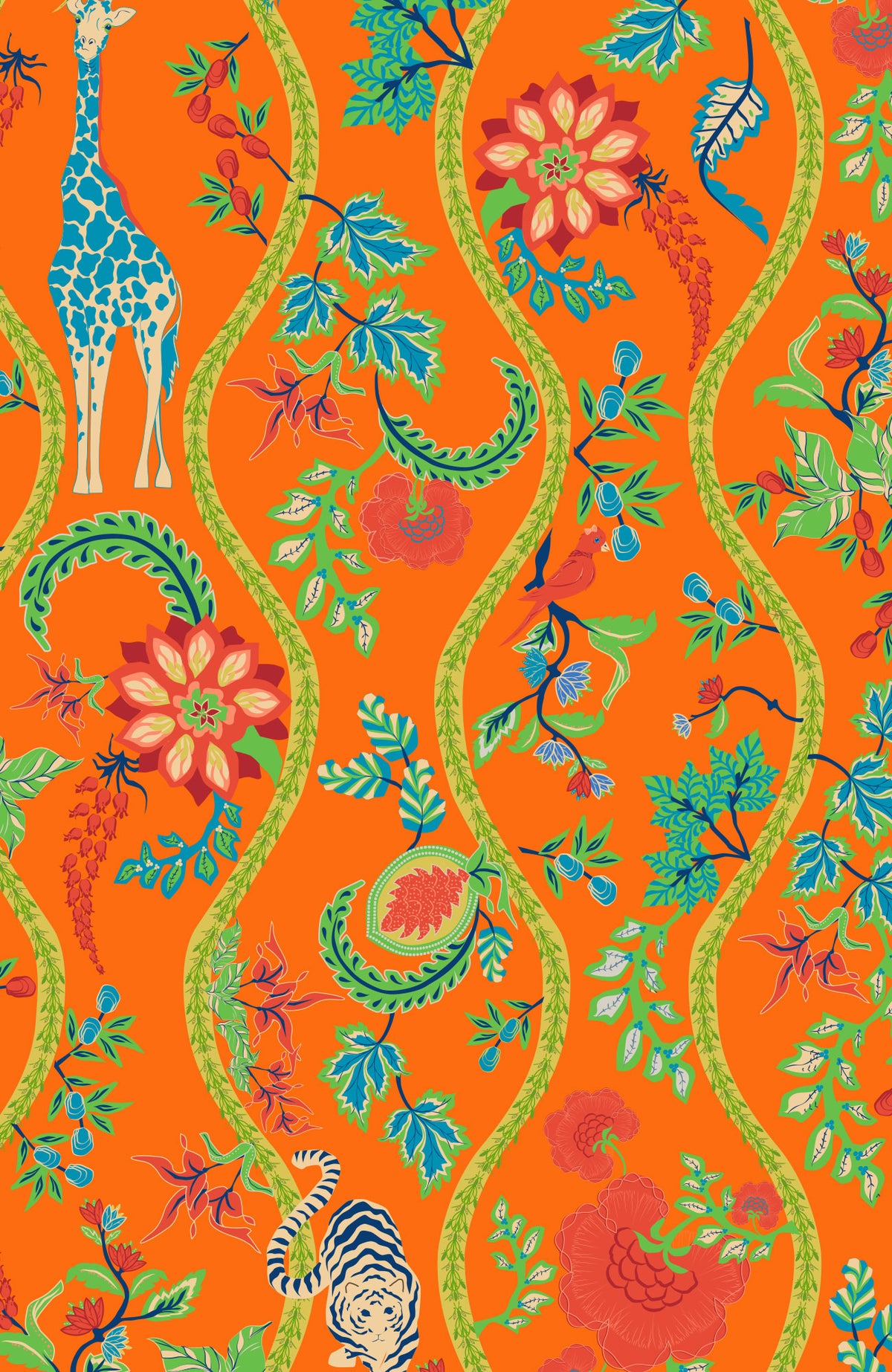 Girls Dress - Jungle Symphony Orange