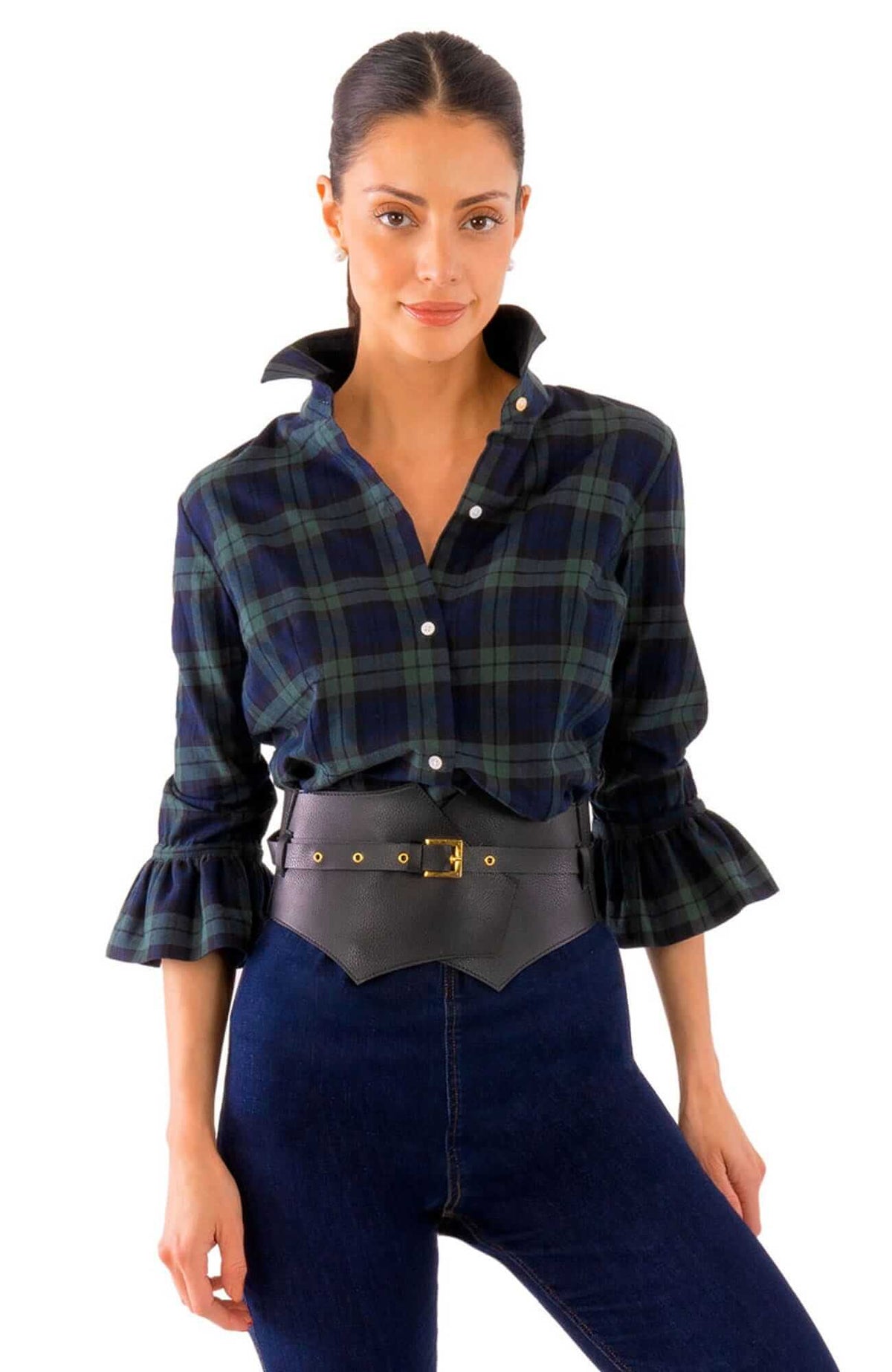 Priss Blouse - Duke Of York - Final Sale Navy Green