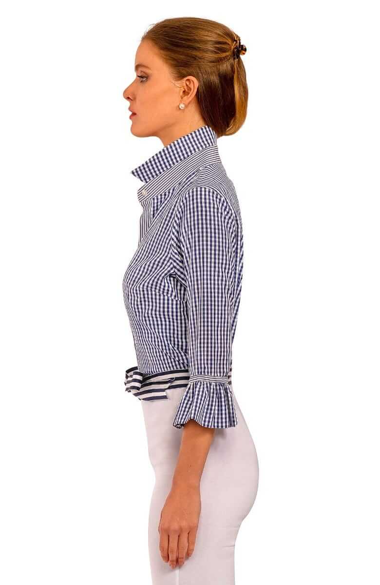 Priss Blouse - Gingham Navy