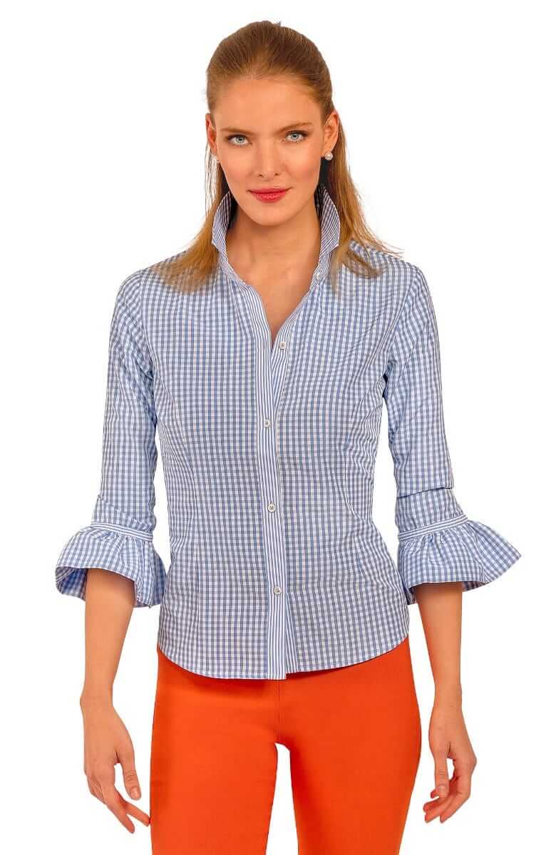 Priss Blouse - Gingham Blues