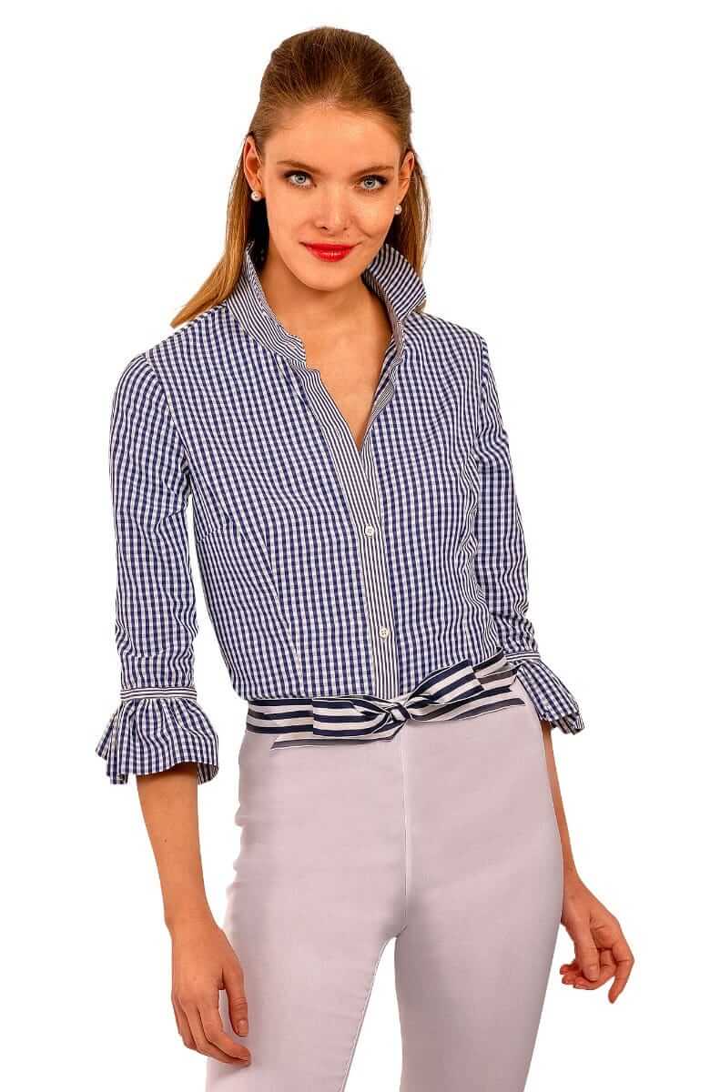 Priss Blouse - Gingham Navy