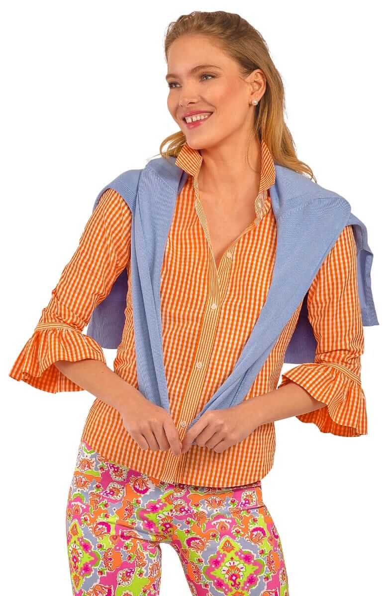 Priss Blouse - Gingham Orange