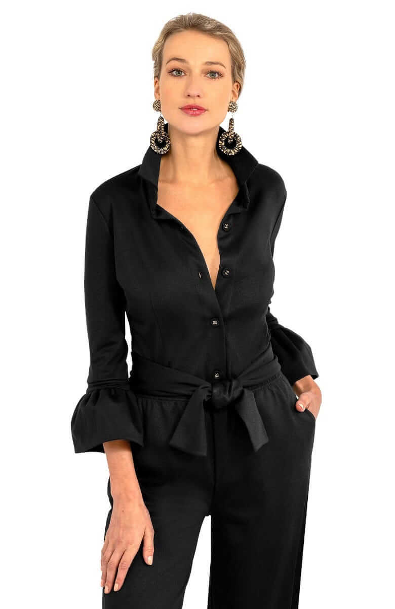 Ponte Priss Blouse - Uptown Girl Black